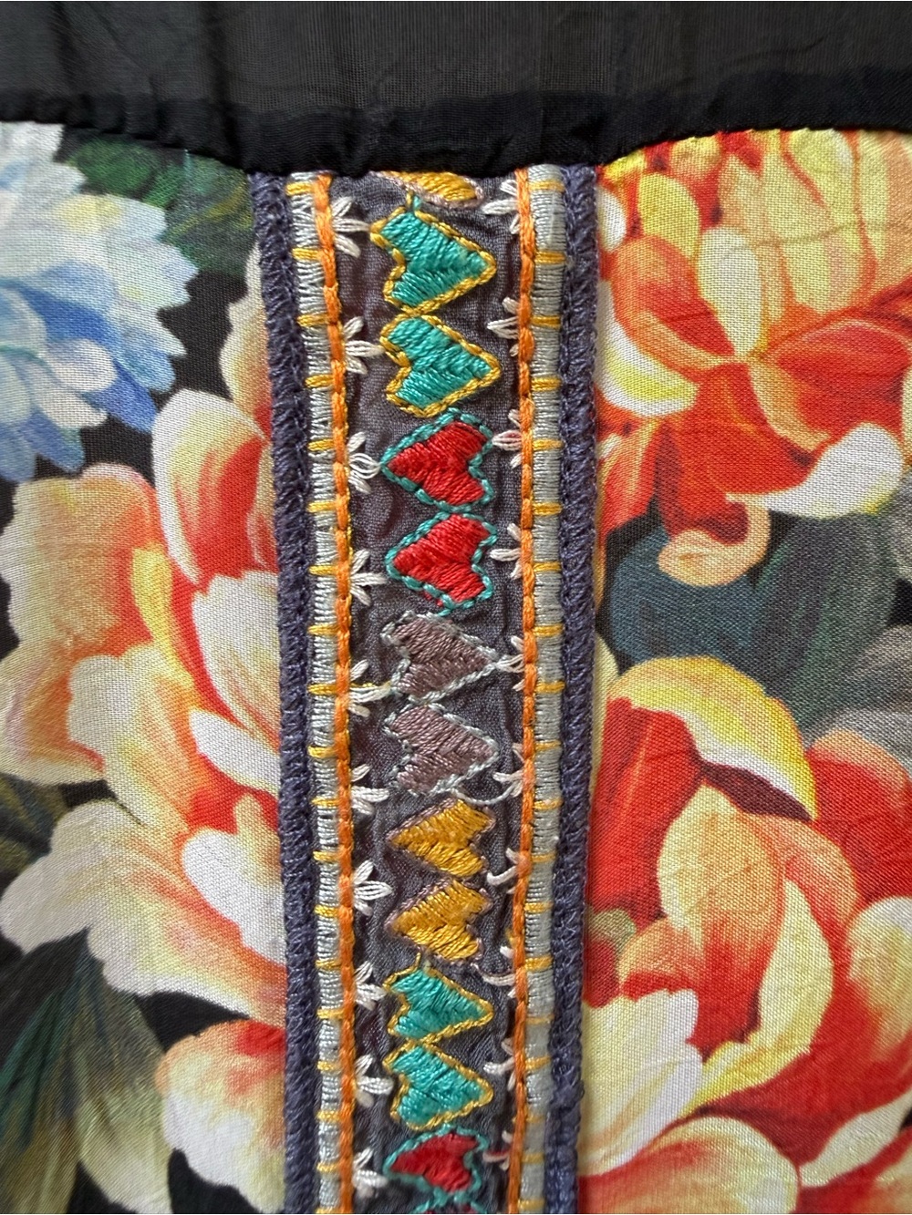 Johnny Was Jazzy Black Floral Kimono with Multicolor Blooms - Picture 4 of 4